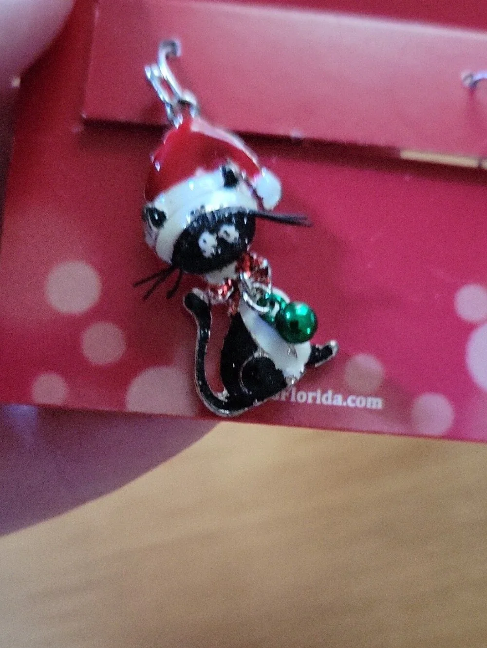 Brighten The Season Christmas Cat Santa Earrings - Red, White, Black